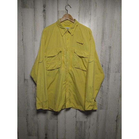 Cabelas Guidewear Shirt Mens Extra Large Yellow Vented Long Sleeve UPF F… - Picture 1 of 11